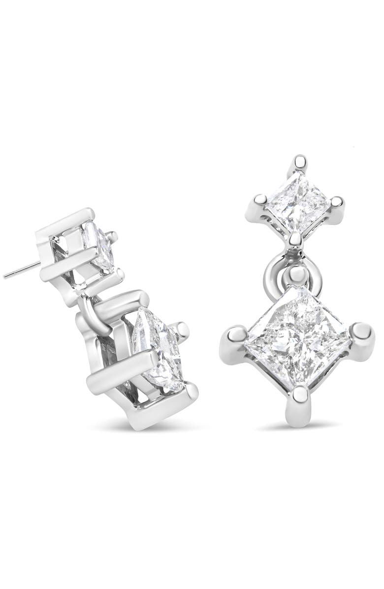 Haus of Brilliance 14K White Gold 3/8 Ct Diamond Double Dangle 2 Stone Stud Drop Earrings for Women, Alternate, color, White