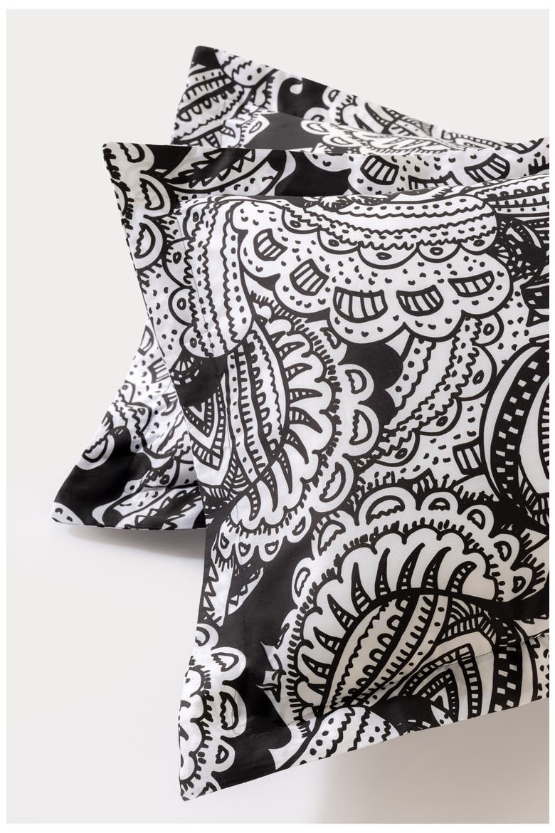 Set of Two Paisley Print Pillow Sham, Alternate, color, BLACK