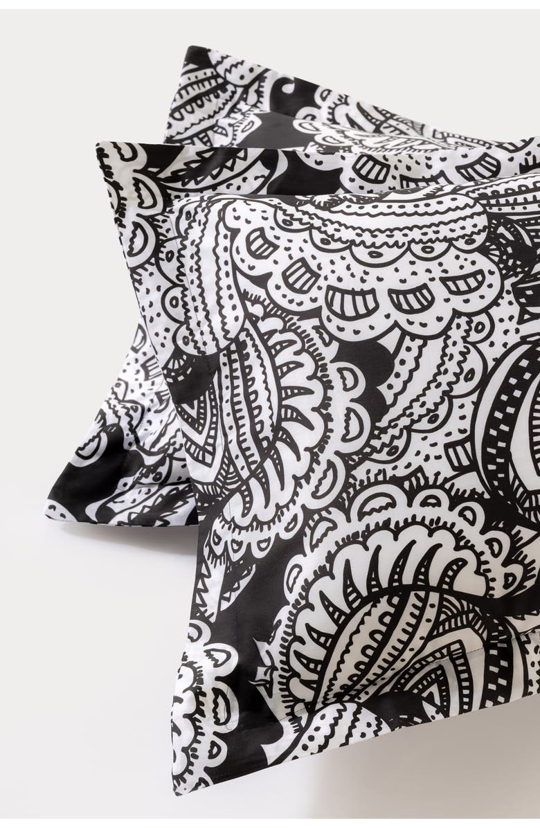 Brooks Brothers Set of Two Paisley Print Pillow Sham, Alternate, color, Black