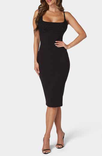 bebe Sequin Embellished Body-Con Midi Dress