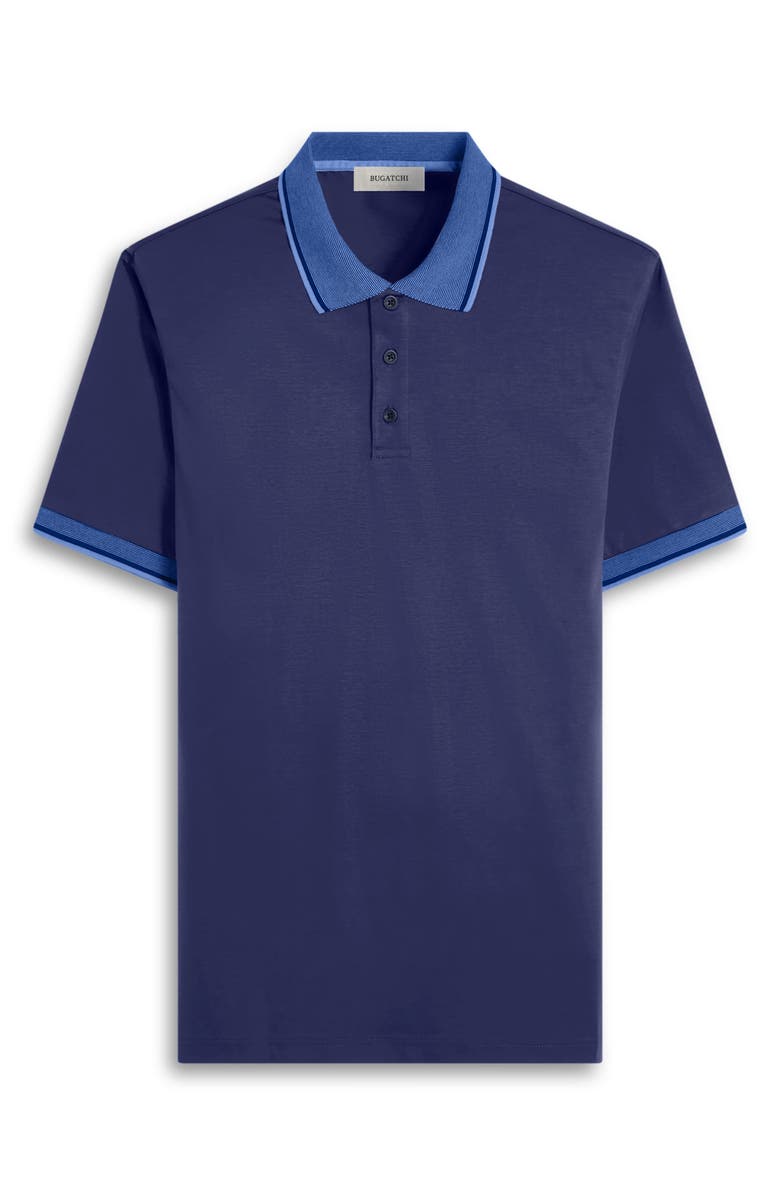 Bugatchi Tipped Pima Cotton Piqué Polo, Alternate, color, Navy
