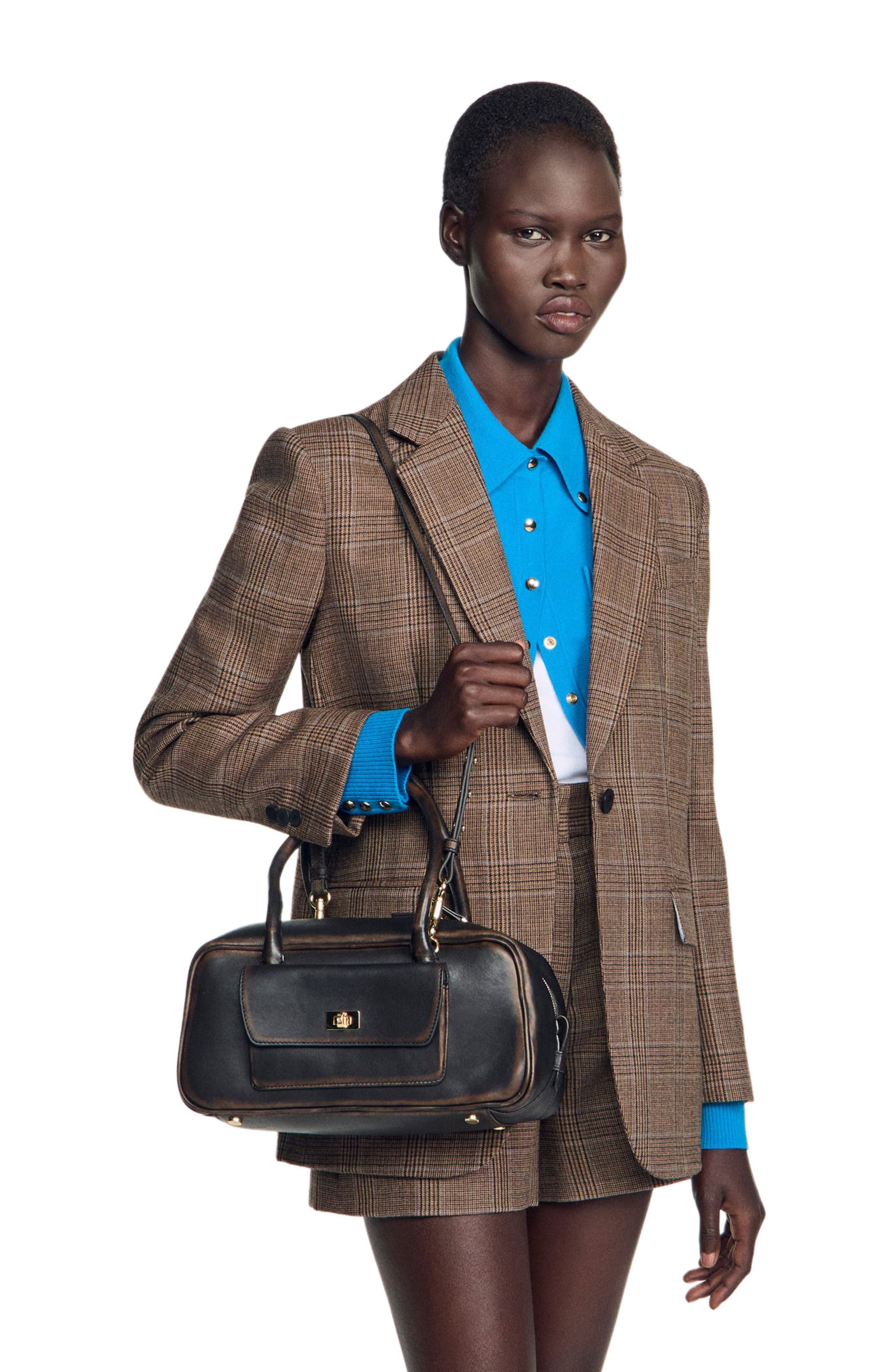 EZMEHRALDA leather bag, Alternate, color, Brown