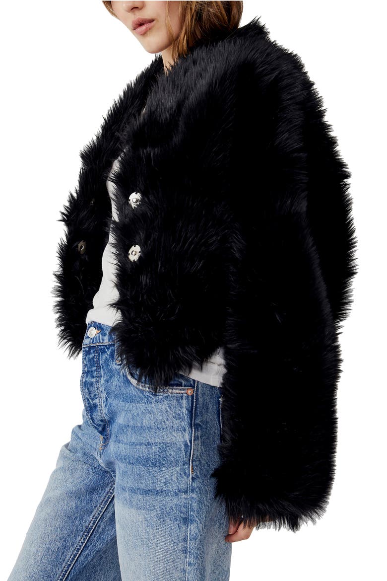 All Night Faux Fur Jacket, Alternate, color, BLACK