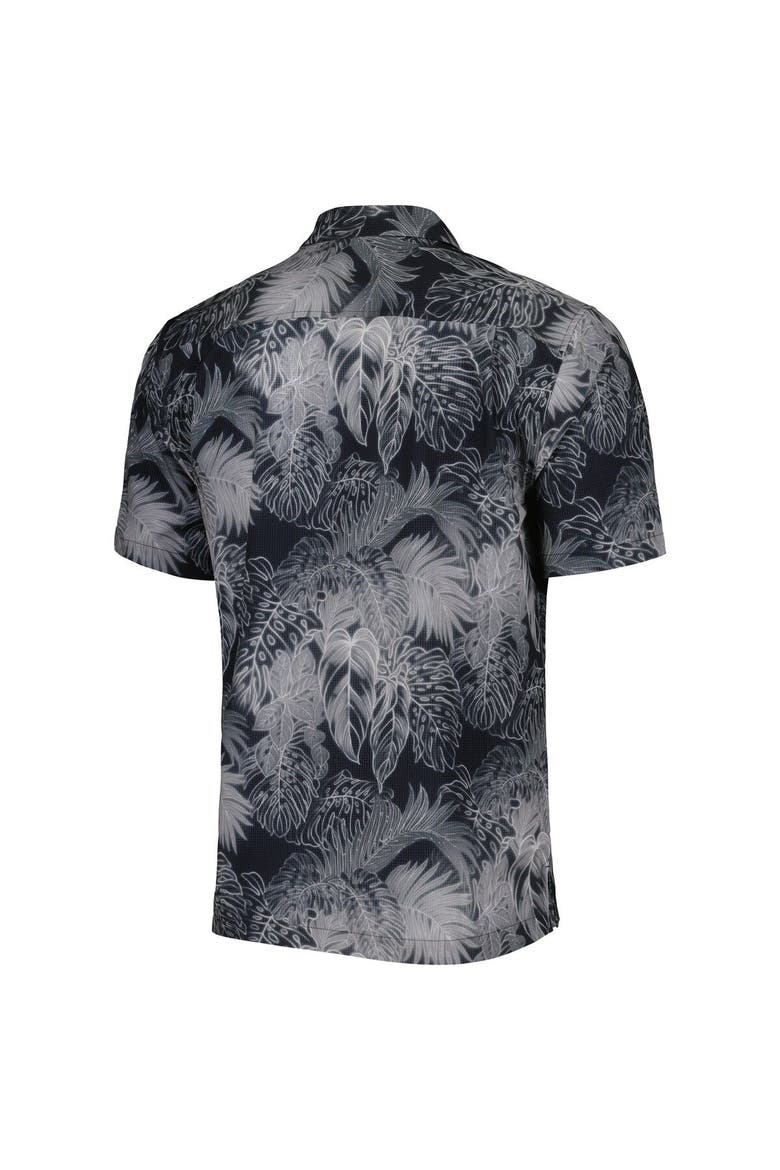 Men's Tommy Bahama Black Carolina Panthers Coast Luminescent Fronds Camp IslandZone Button-Up Shirt, Alternate, color, Black