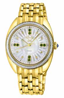 GV2 Palermo Diamond & Gemstone Swiss Quartz Bracelet Watch, 35mm