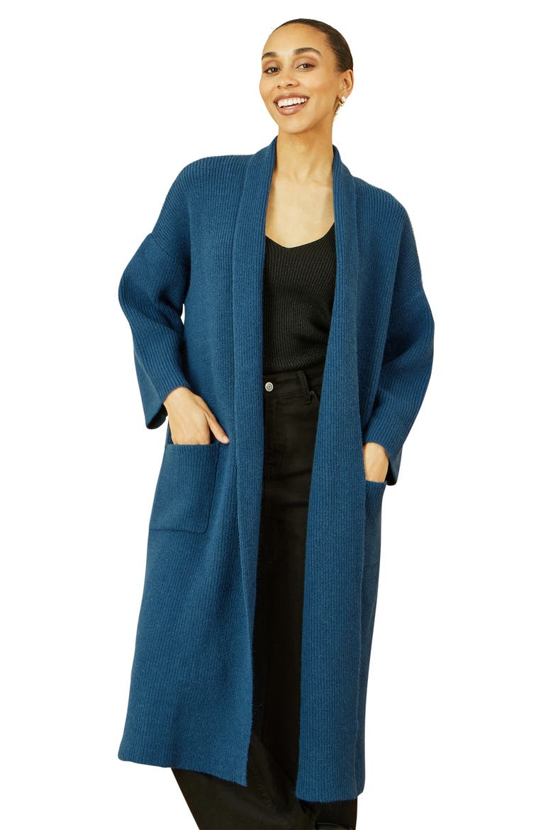 Knitted Maxi Cardigan, Alternate, color, Teal