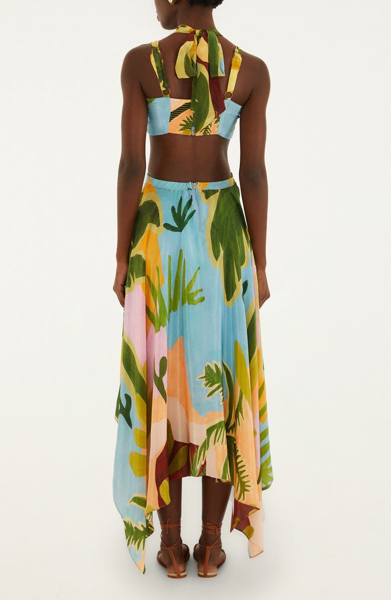 FARM Rio Tropical Painting Cutout Detail Maxi Dress, Alternate, color, Blue Multicolor