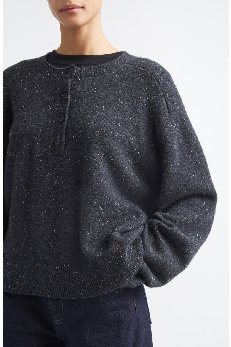 Malo Saddle Sleeve Cashmere Cardigan, Alternate, color, PEPPERED ANTHRACITE