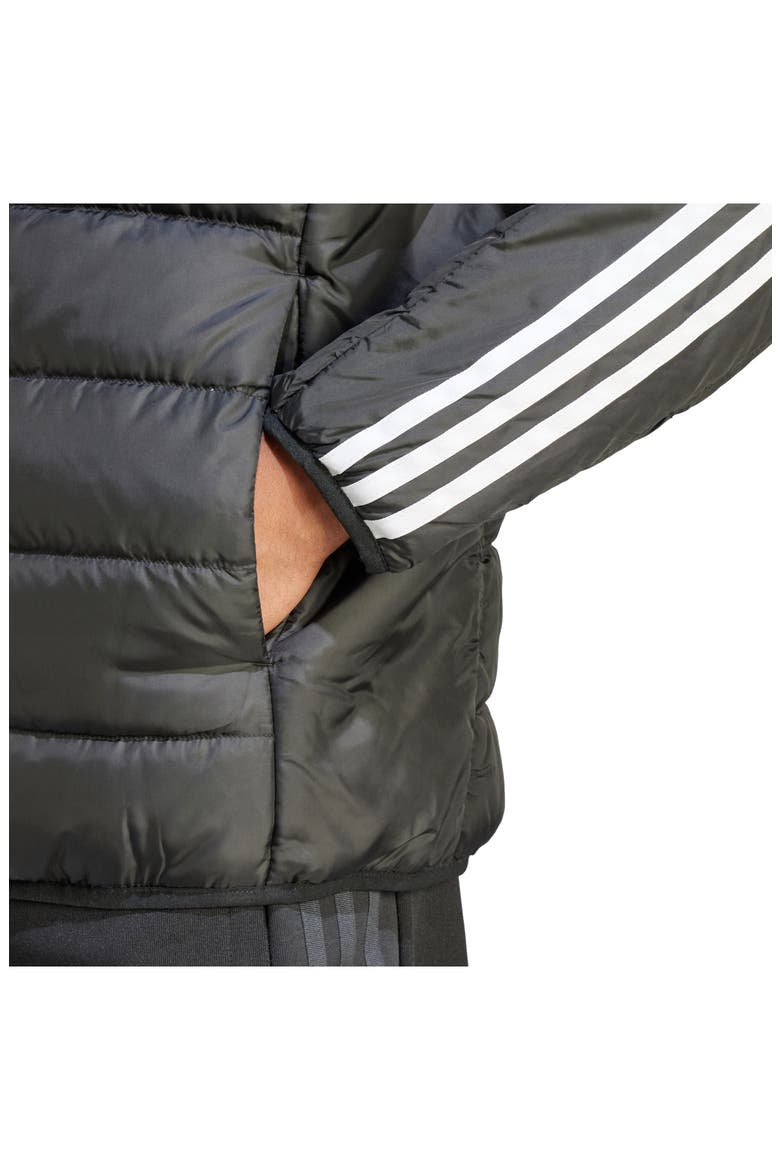 Essentials 3-Stripe Lite Puffer Jacket, Alternate, color, BLACK