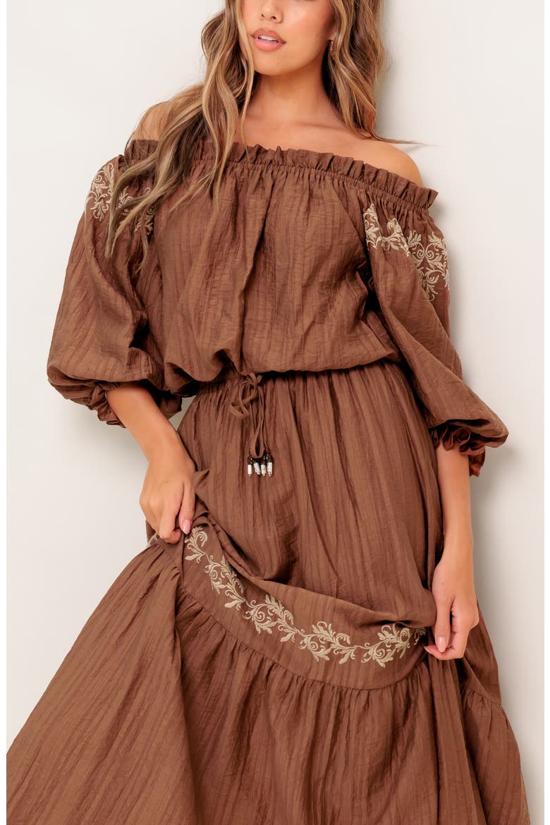 Off The Shoulder Top, Alternate, color, BROWN