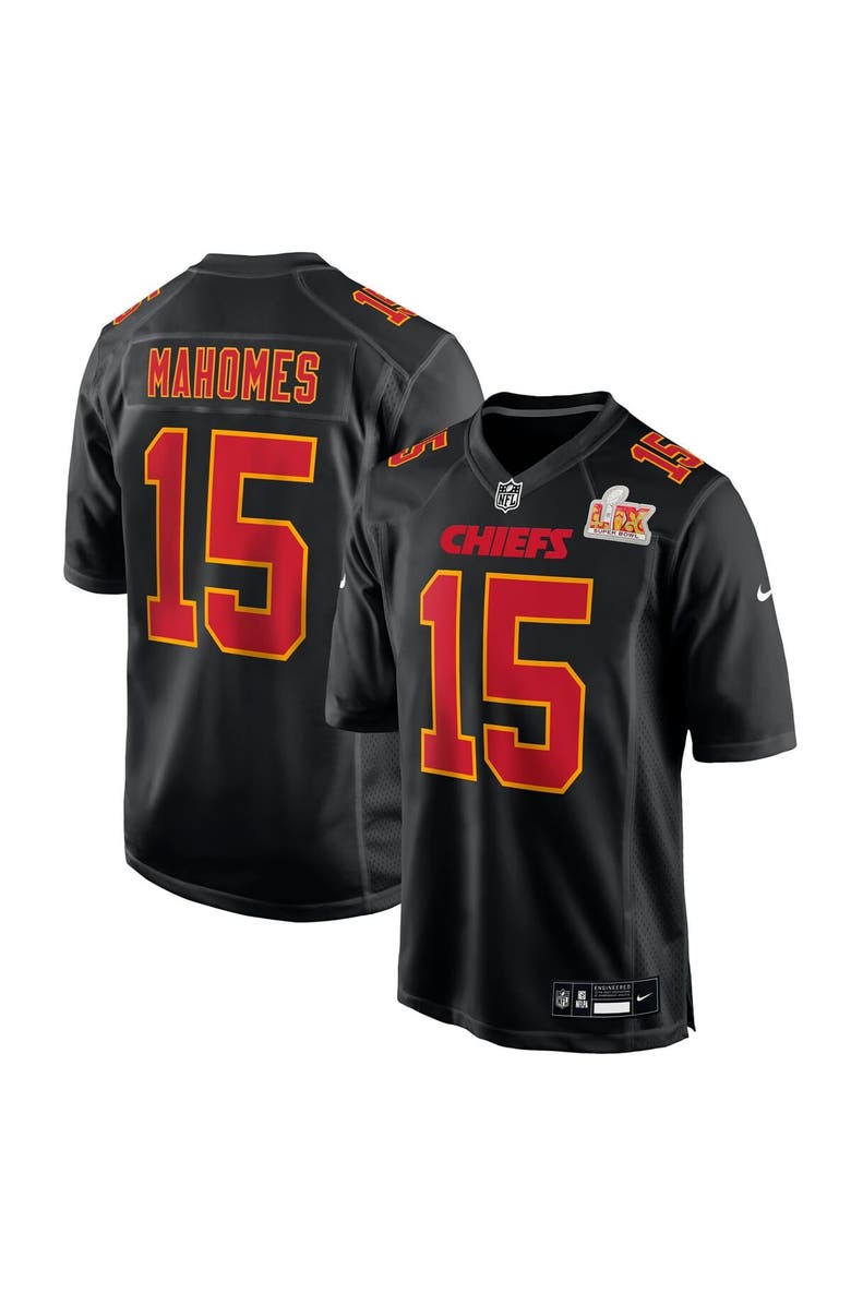 Nike Men's Nike Patrick Mahomes Carbon Black Kansas City Chiefs Super Bowl LIX Fashion Game Jersey, Main, color, 