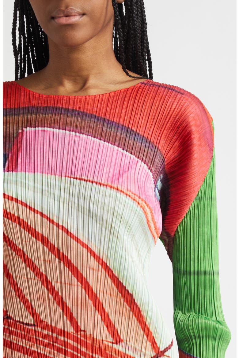City Collage Pleated Top, Alternate, color, RED X GREEN