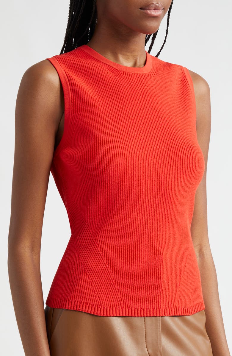 Veronica Beard Rib Sweater Tank, Alternate, color, Poppy