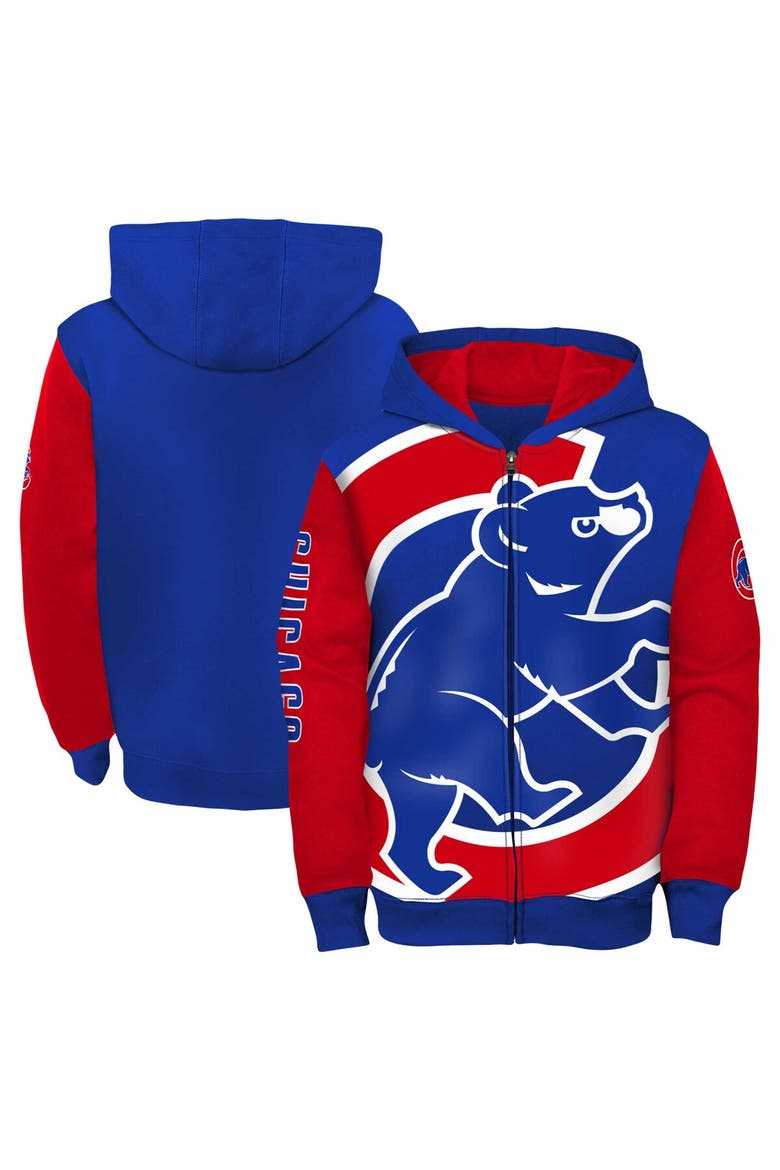 Youth Fanatics Branded Royal/Red Chicago Cubs Postcard Full-Zip Hoodie Jacket, Main, color, Royal