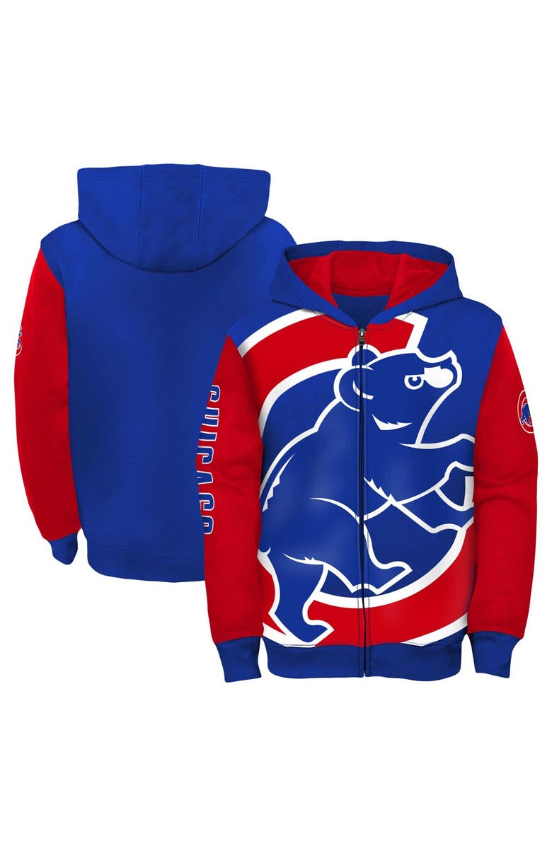 Outerstuff Youth Fanatics Branded Royal/Red Chicago Cubs Postcard Full-Zip Hoodie Jacket, Main, color, 