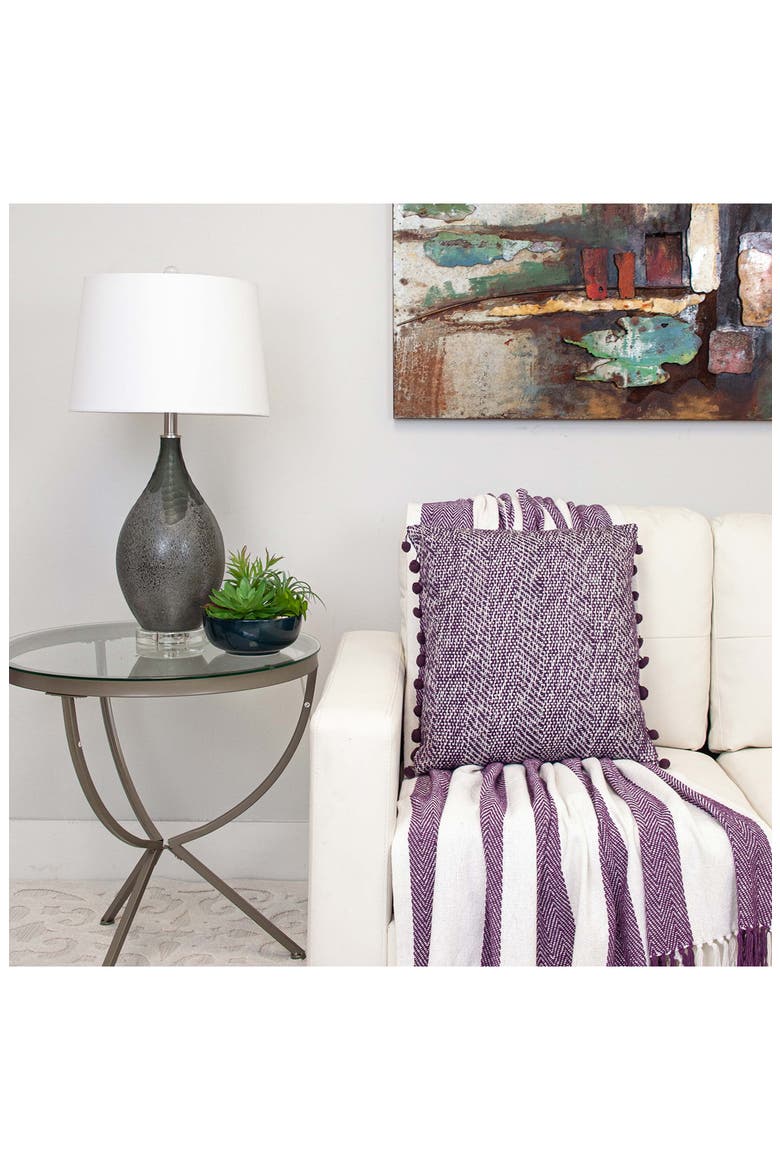 Archee Stripe Fringe Trim Cotton Throw Blanket, Alternate, color, PURPLE
