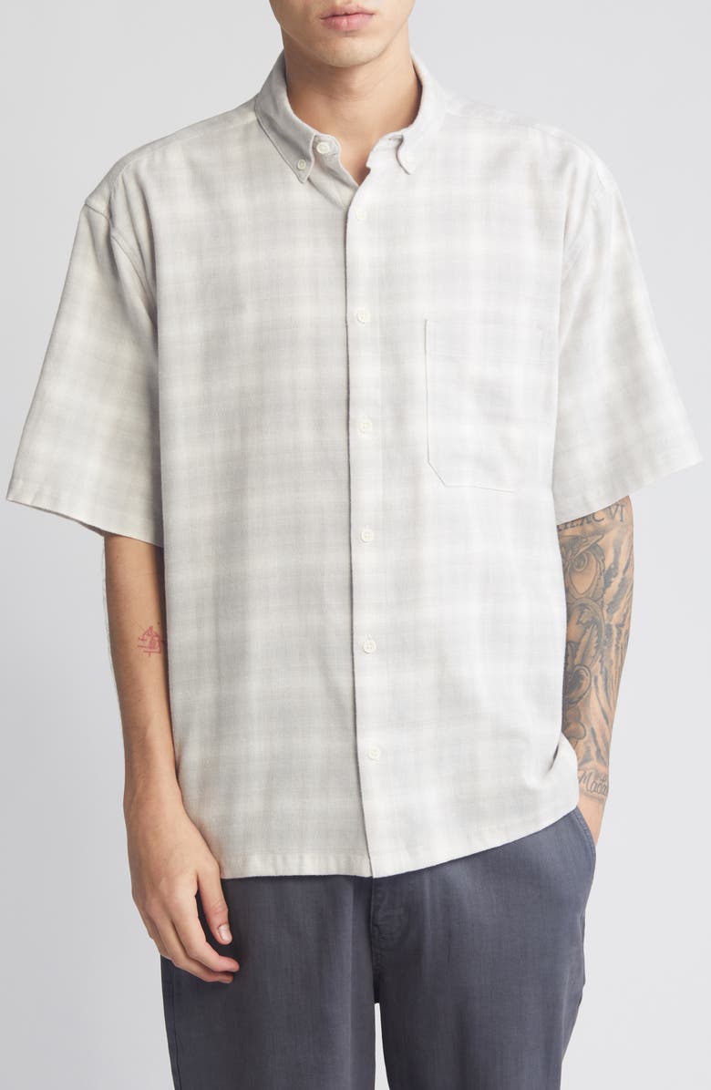 ASOS DESIGN Boxy Oversize Plaid Short Sleeve Button-Down Shirt, Main, color, 