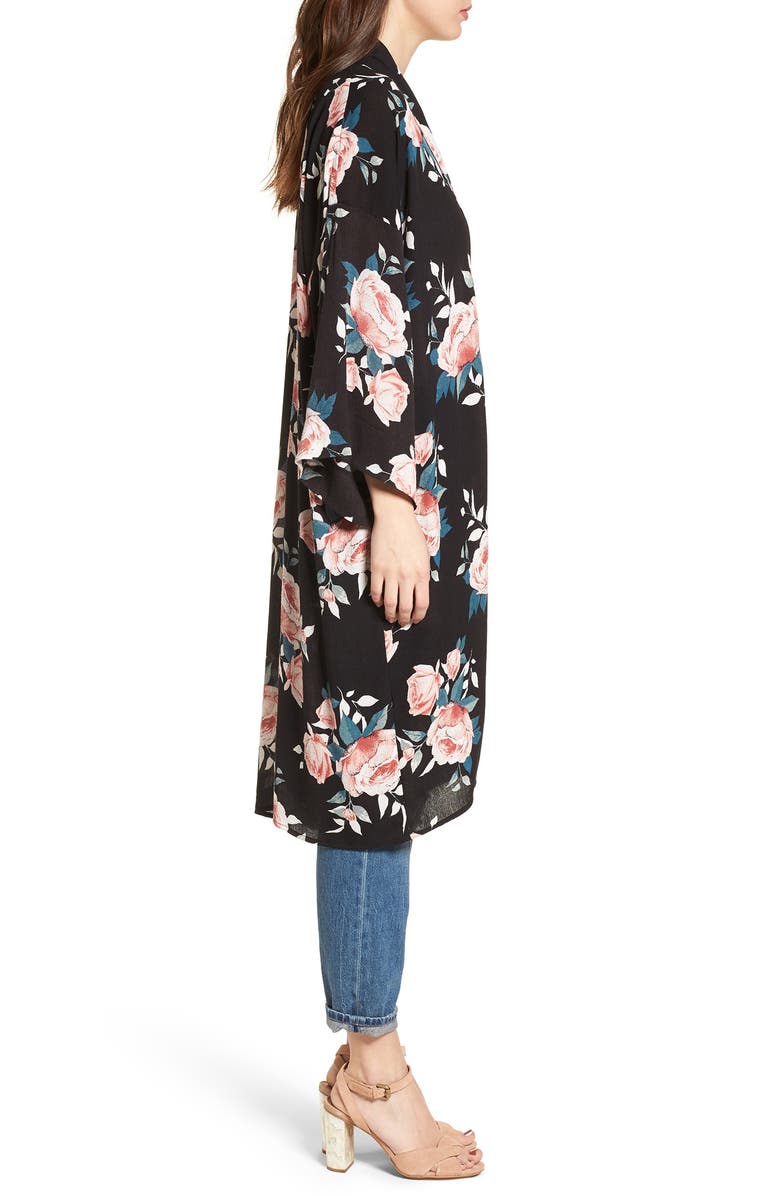 Mimi Chica Rose Print Kimono, Alternate, color, 