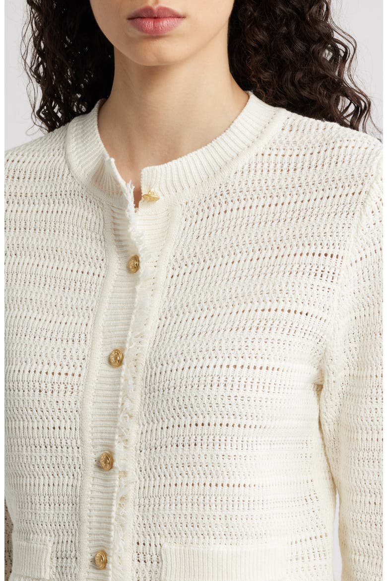 Taza Linen & Cotton Cardigan, Alternate, color, IVORY