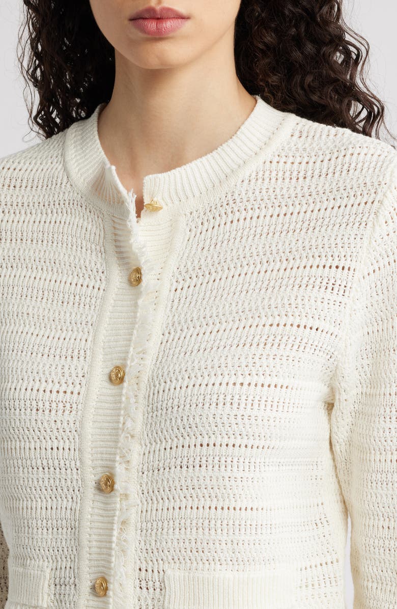 KOBI HALPERIN Taza Linen & Cotton Cardigan, Alternate, color, Ivory