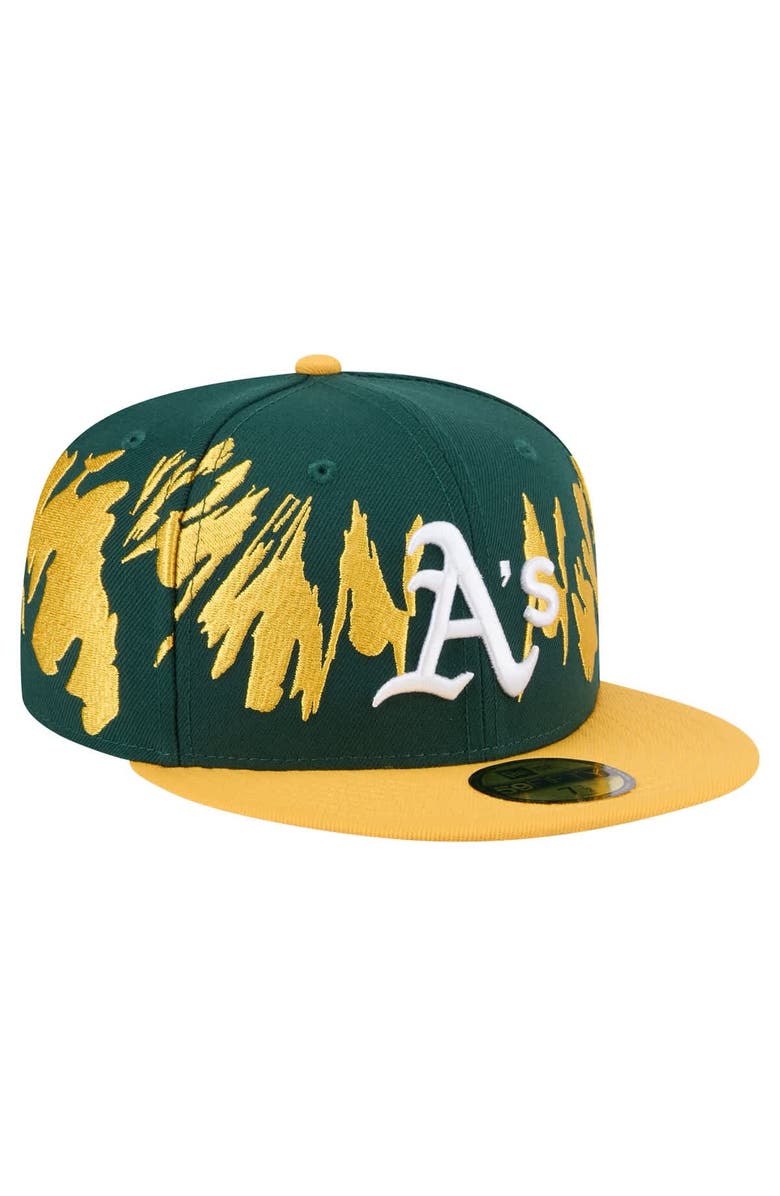 New Era Men's New Era Green/Gold Athletics Retro Pattern 59FIFTY Fitted Hat, Alternate, color, Green