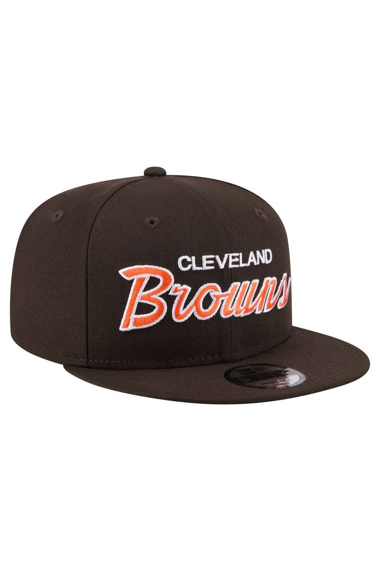 Men's New Era  Brown Cleveland Browns Core Team Script 9FIFTY Snapback Hat, Alternate, color, Brown