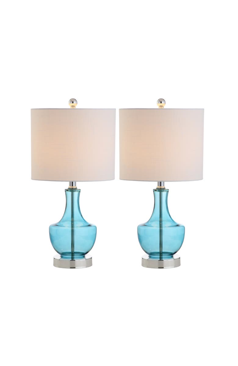 JONATHAN Y Colette Mini Glass LED Table Lamp, Alternate, color, Light Blue