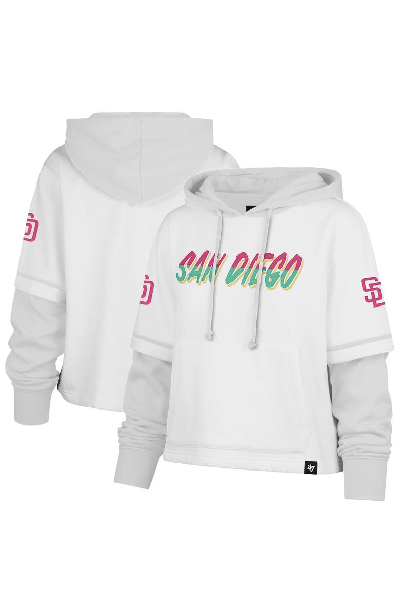 '47 Women's '47 White San Diego Padres City Connect Shortstop Cropped Pullover Hoodie, Alternate, color, White