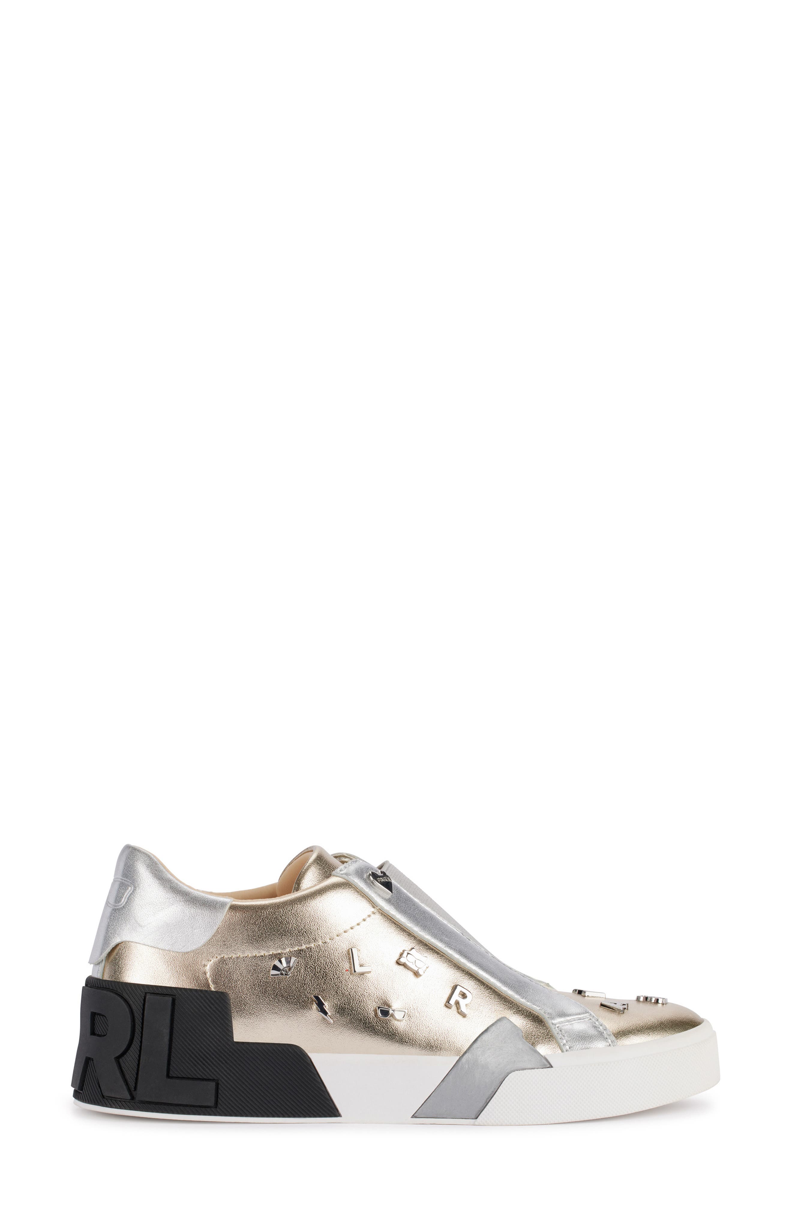 KARL LAGERFELD PARIS Mavise Sneaker, Alternate, color, Gold/ Silver