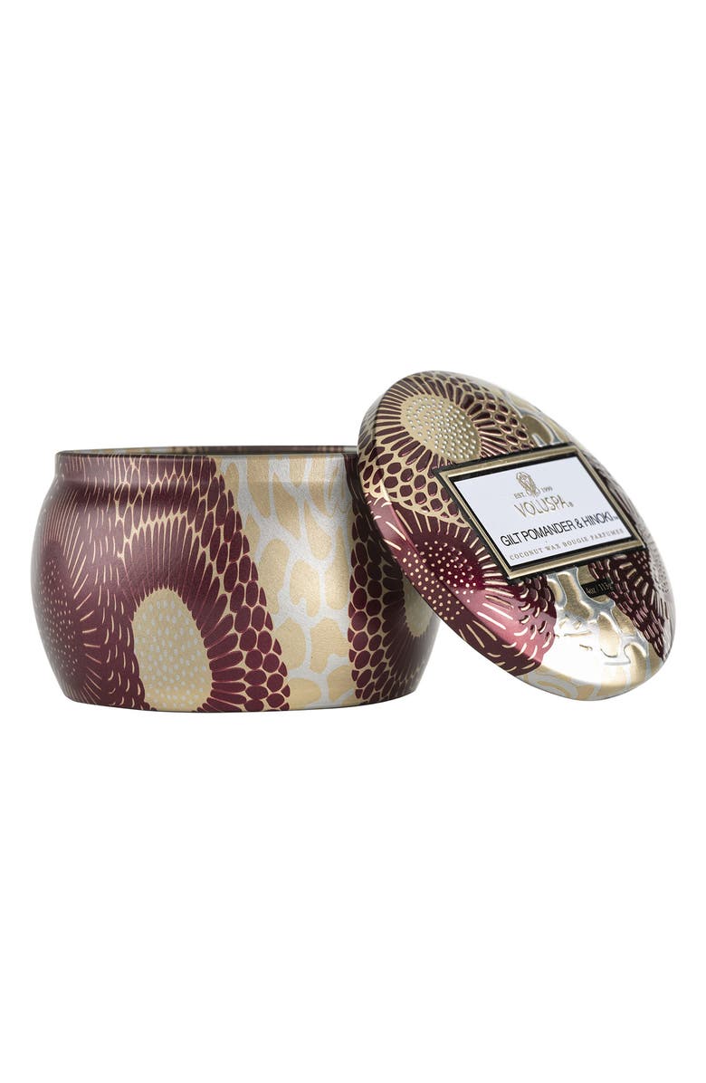 Voluspa Gilt Pomander & Hinoki Mini Tin Candle, Alternate, color, Gilt Pom/Hinoki