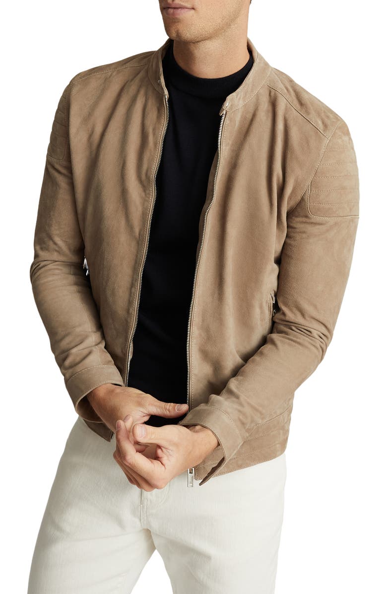 Reiss Brooks Slim Fit Leather Jacket, Main, color, 