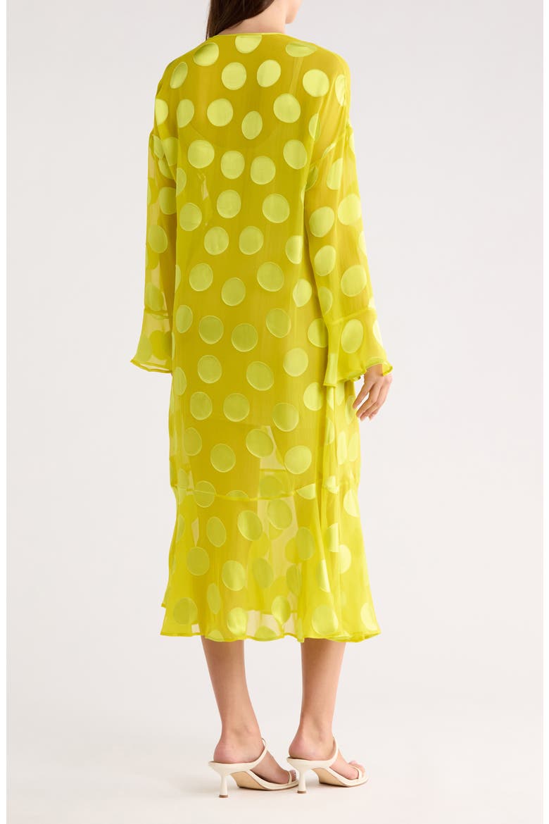 Polka Dot Silk Blend Dress, Alternate, color, LEMON