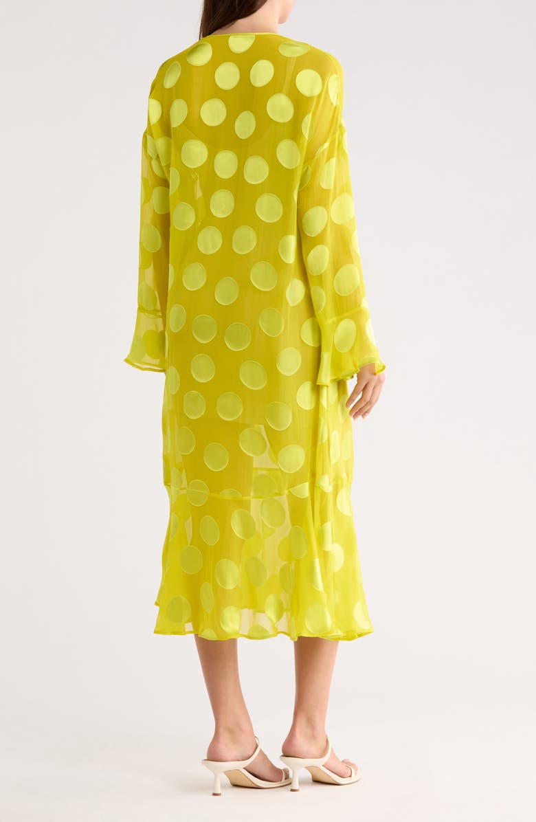 Longchamp Polka Dot Silk Blend Dress, Alternate, color, Lemon