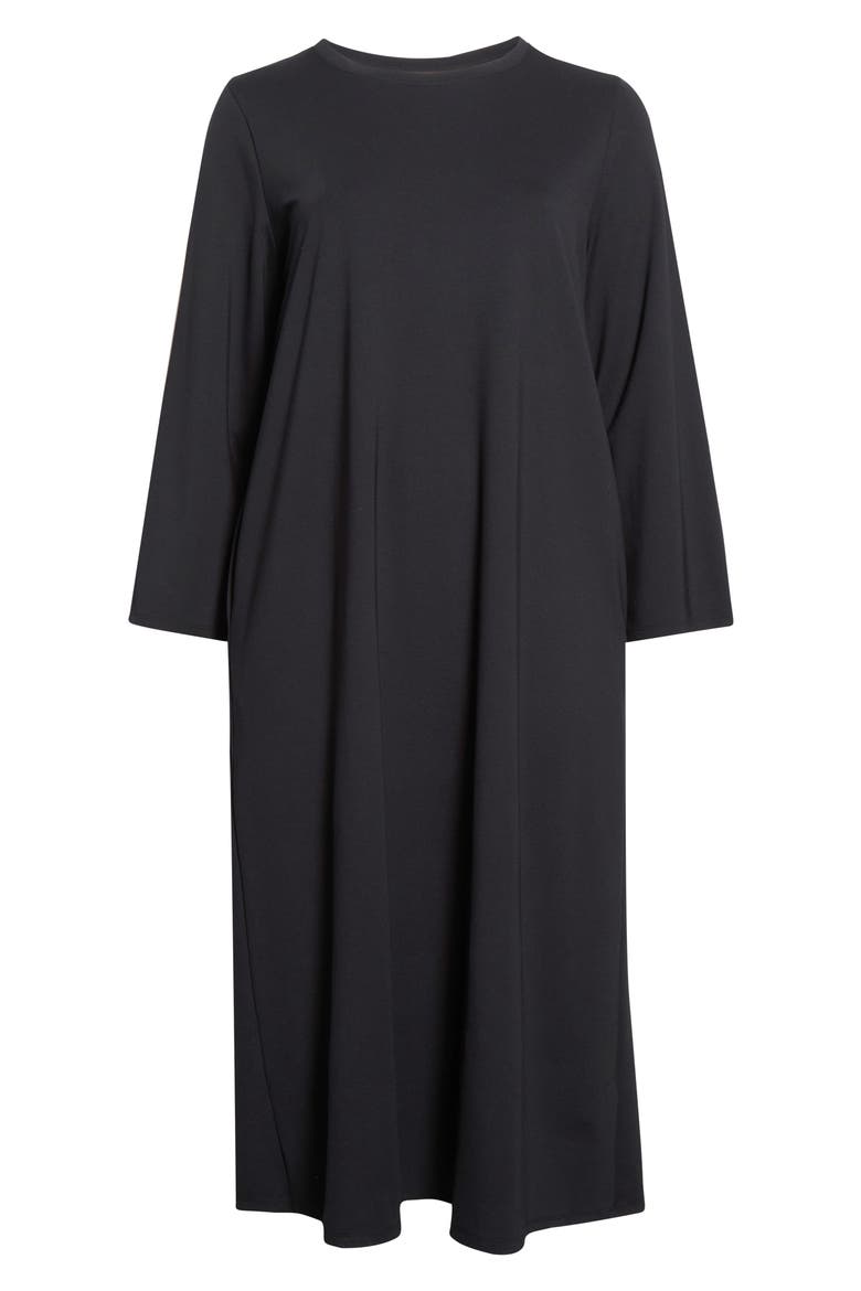 Crewneck Jersey Dress, Main, color, BLACK