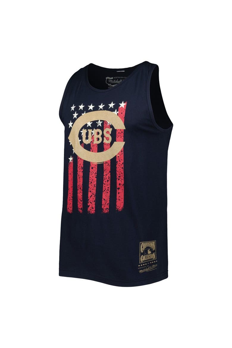 Men's Mitchell & Ness Navy Chicago Cubs Cooperstown Collection Stars and Stripes Tank Top, Alternate, color, Navy