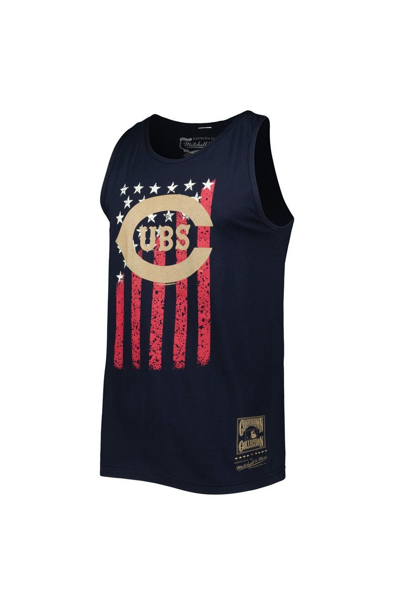 Mitchell & Ness Men's Mitchell & Ness Navy Chicago Cubs Cooperstown Collection Stars and Stripes Tank Top, Alternate, color, Navy