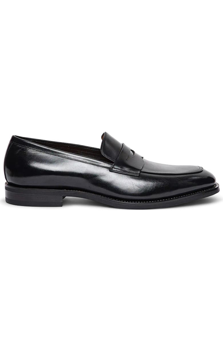 Santoni Gregor Patent Leather Penny Loafer, Alternate, color, Black