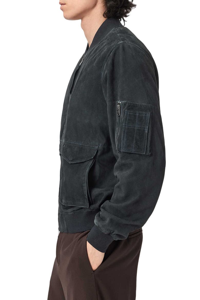 Rokko Suede Bomber Jacket, Alternate, color, NAVY BLUE