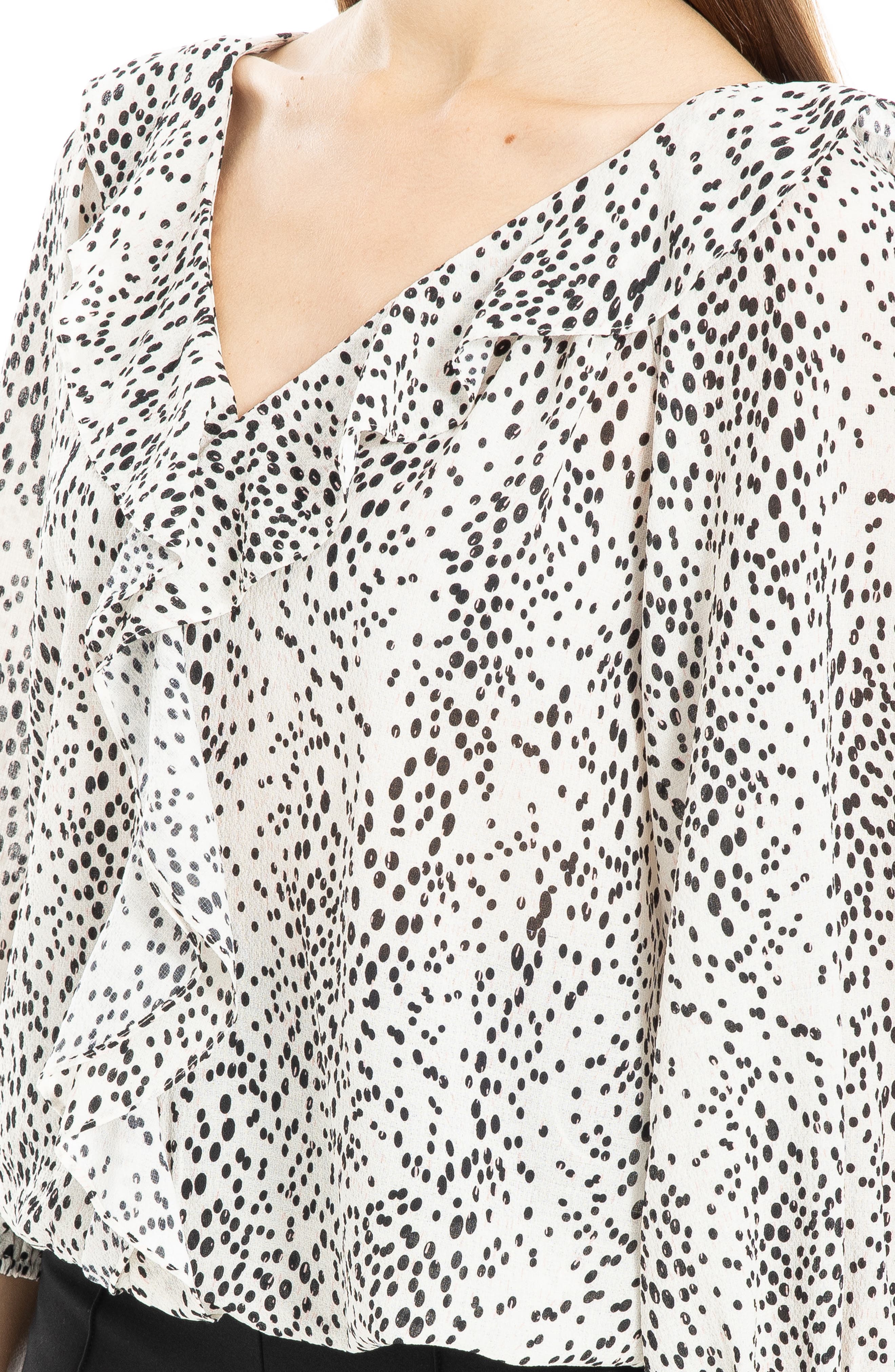 MAX STUDIO Floral Print Ruffle Neck Blouse (Women) | Nordstromrack