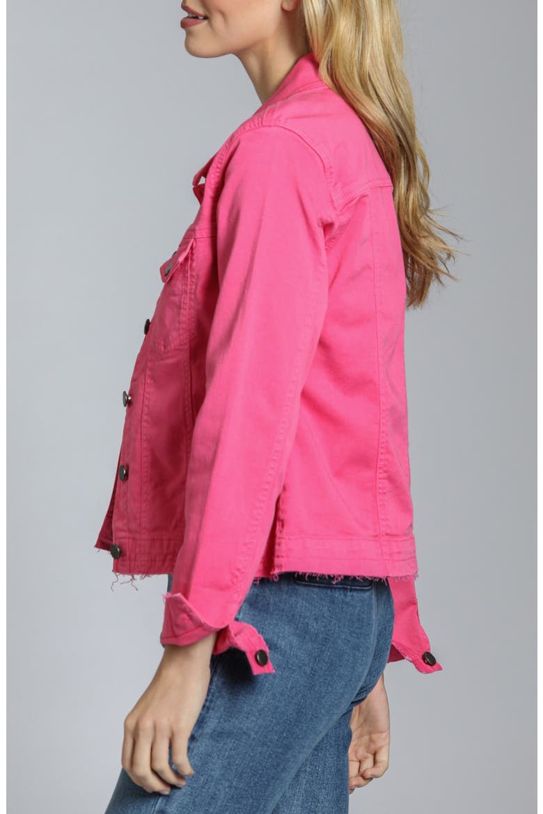 Frayed Denim Jacket, Alternate, color, PINK