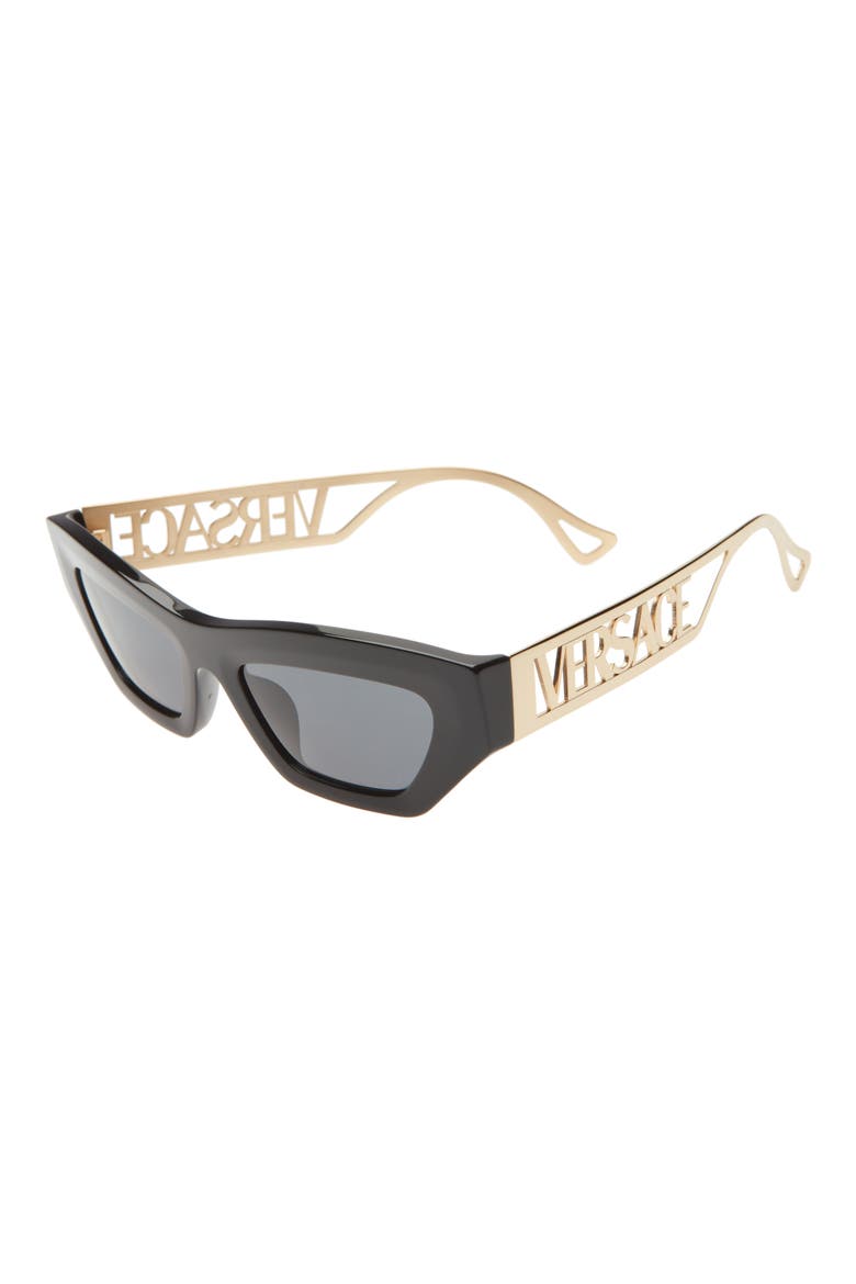 53mm Irregular Sunglasses, Alternate, color, DARK GREY