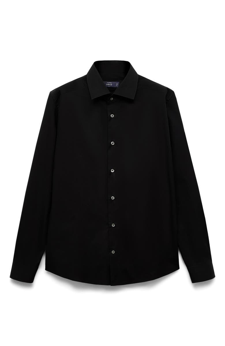MANGO Regular Fit Cotton Oxford Cloth Button-Up Shirt, Alternate, color, Black