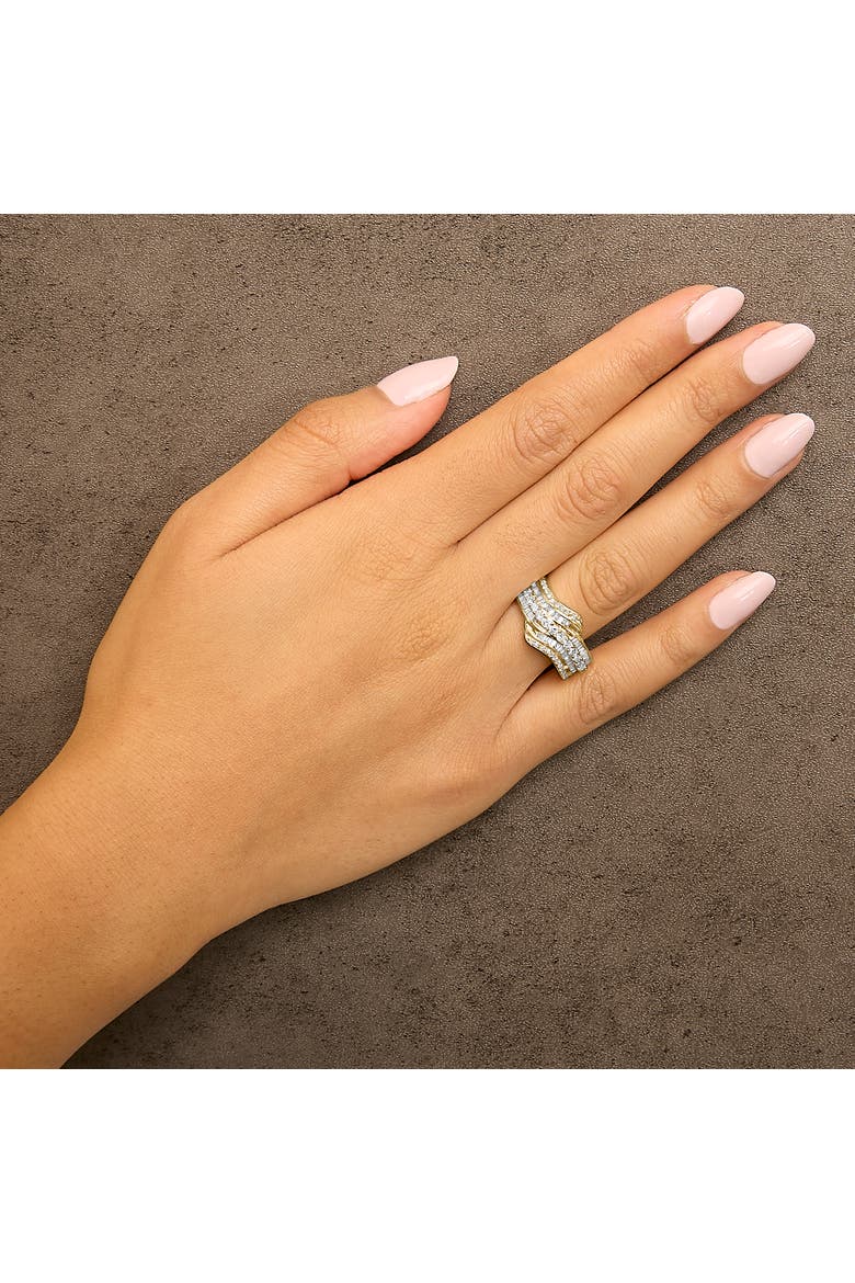 10K Yellow Gold 1.0 Cttw Diamond Multi-Row Wave Bypass Ring, Alternate, color, Yellow Gold