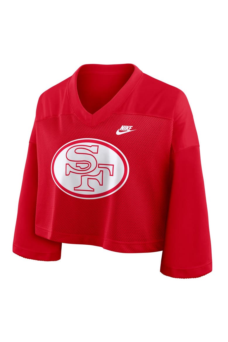 Women's Nike Scarlet San Francisco 49ers Rewind Cropped Mesh Dri-FIT Fashion Jersey, Alternate, color, Scarlet