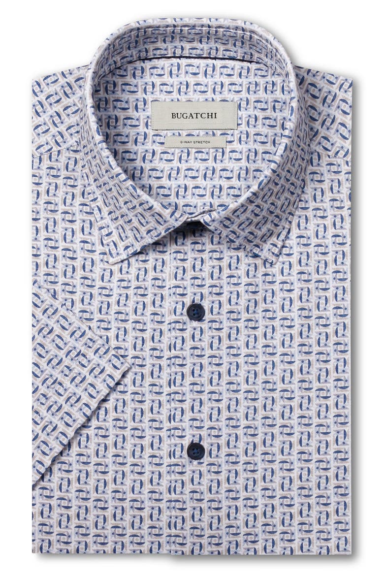 Miles OoohCotton® Print Short Sleeve Button-Up Shirt, Alternate, color, MARINE BLUE