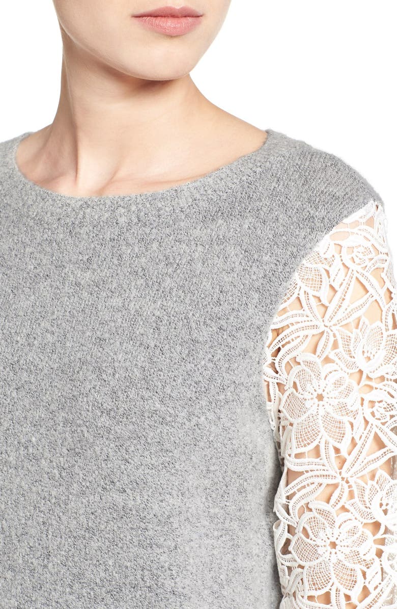 Halogen<sup>®</sup> Lace Detail Crewneck Sweater, Alternate, color, 