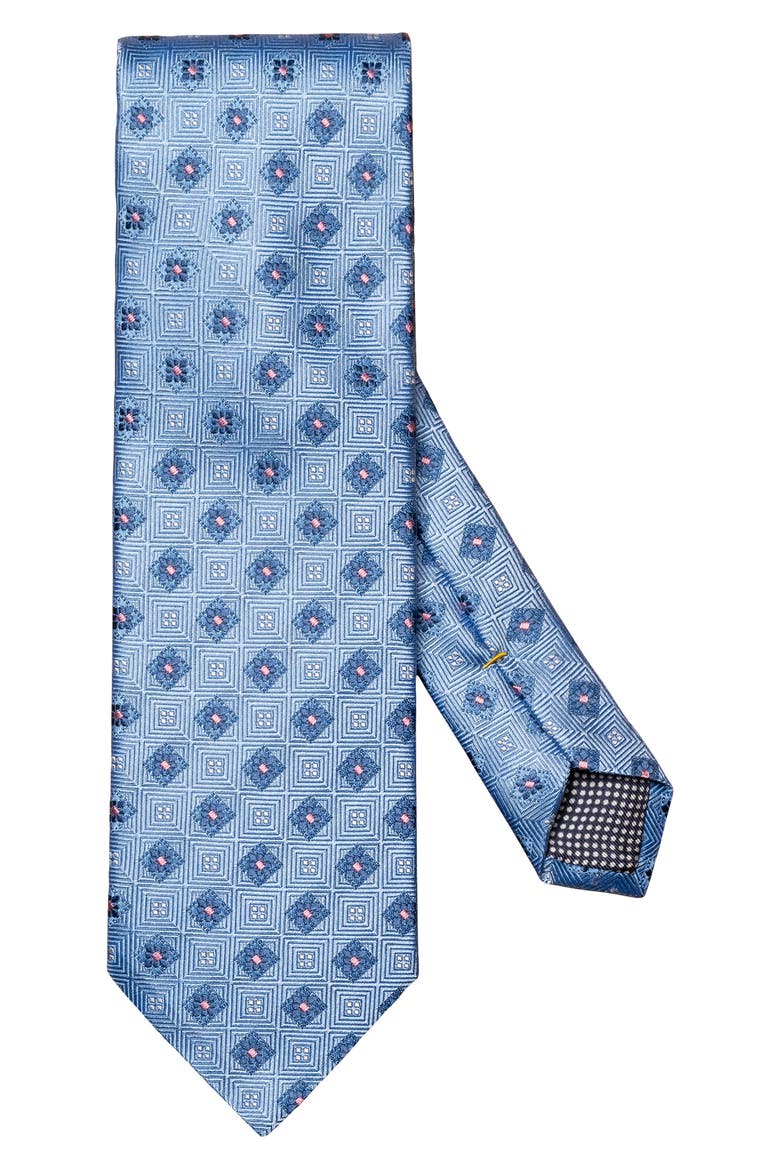 Neat Floral Medallion Silk Tie, Main, color, LT/ PASTEL BLUE