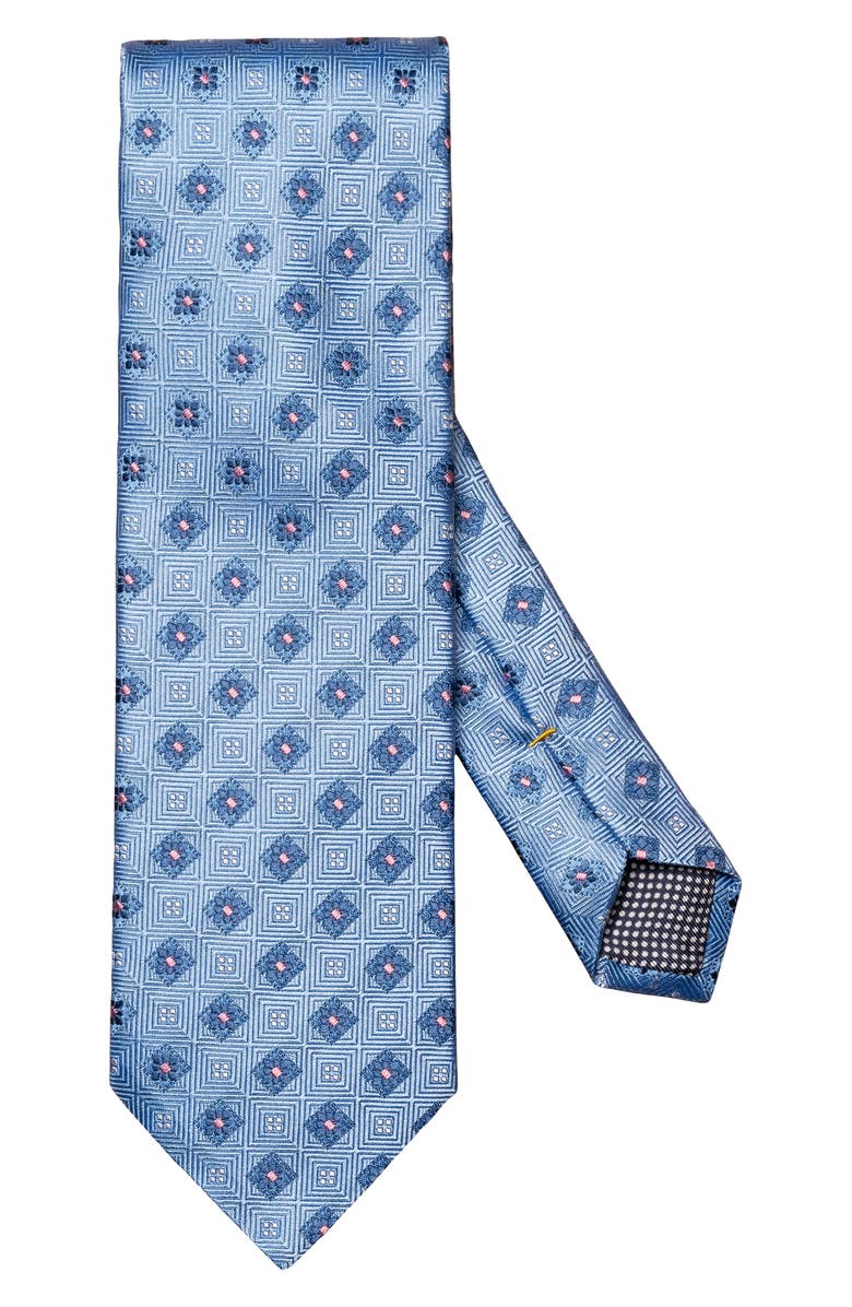 Eton Neat Floral Medallion Silk Tie, Main, color, 