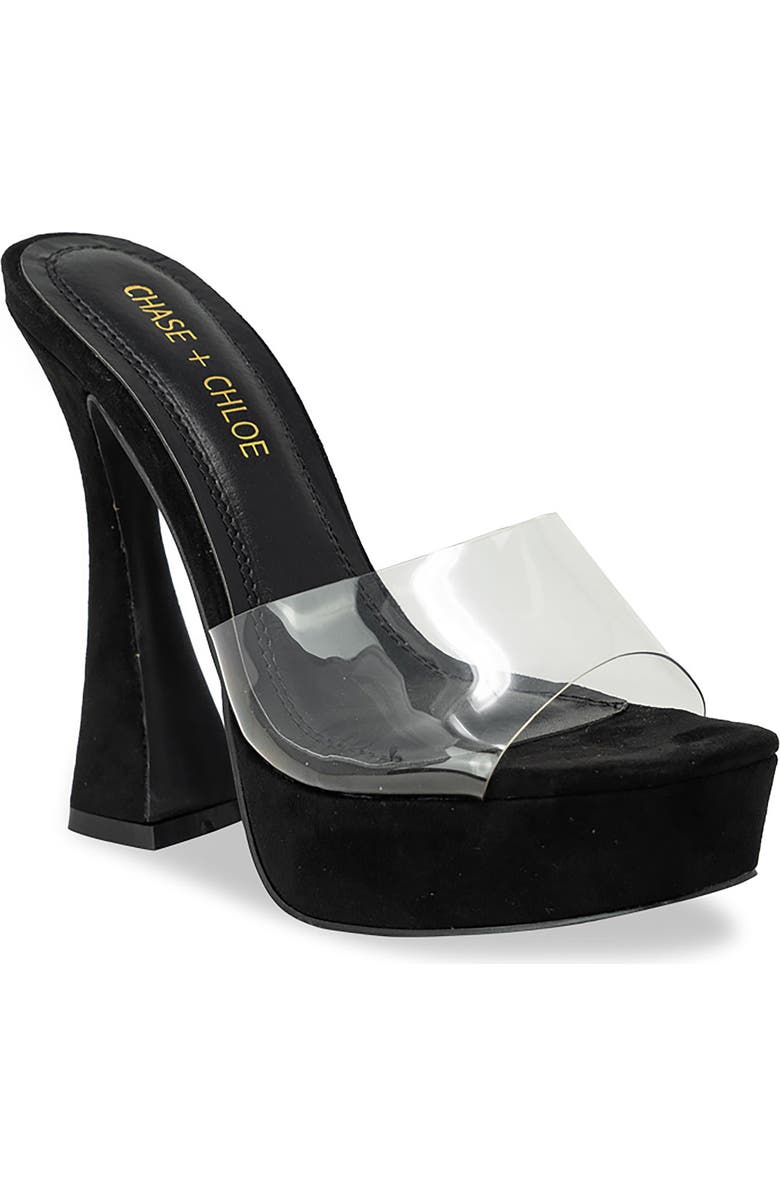 CHASE AND CHLOE ́ Lucite Band Platform Heeled Sandal, Main, color,
