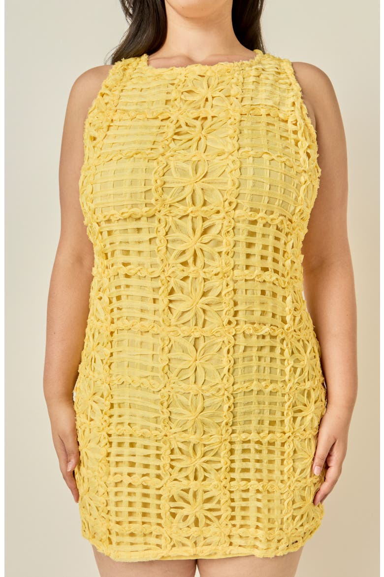 Floral Lace Minidress, Alternate, color, BUTTER